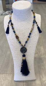 Tassle beaded necklace Navy