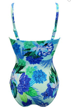 Load image into Gallery viewer, POUR MOI Carnival V-Neck Control Swimsuit - Aqua Tropical
