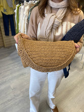 Load image into Gallery viewer, SUMMER RAFFIA CROSSBODY BAG - navy and natural

