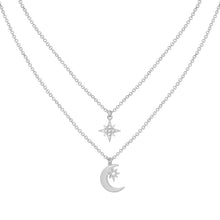 Load image into Gallery viewer, Caramel Jewellery Silver Moon &amp; Star Double Necklace
