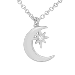 Caramel Jewellery Silver Moon & Star Double Necklace