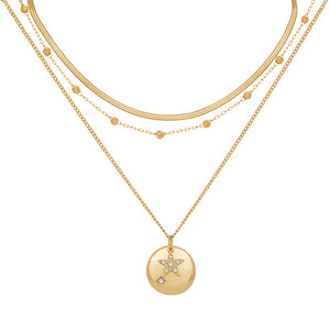 Caramel Jewellery Gold Triple Layered Disc Necklace