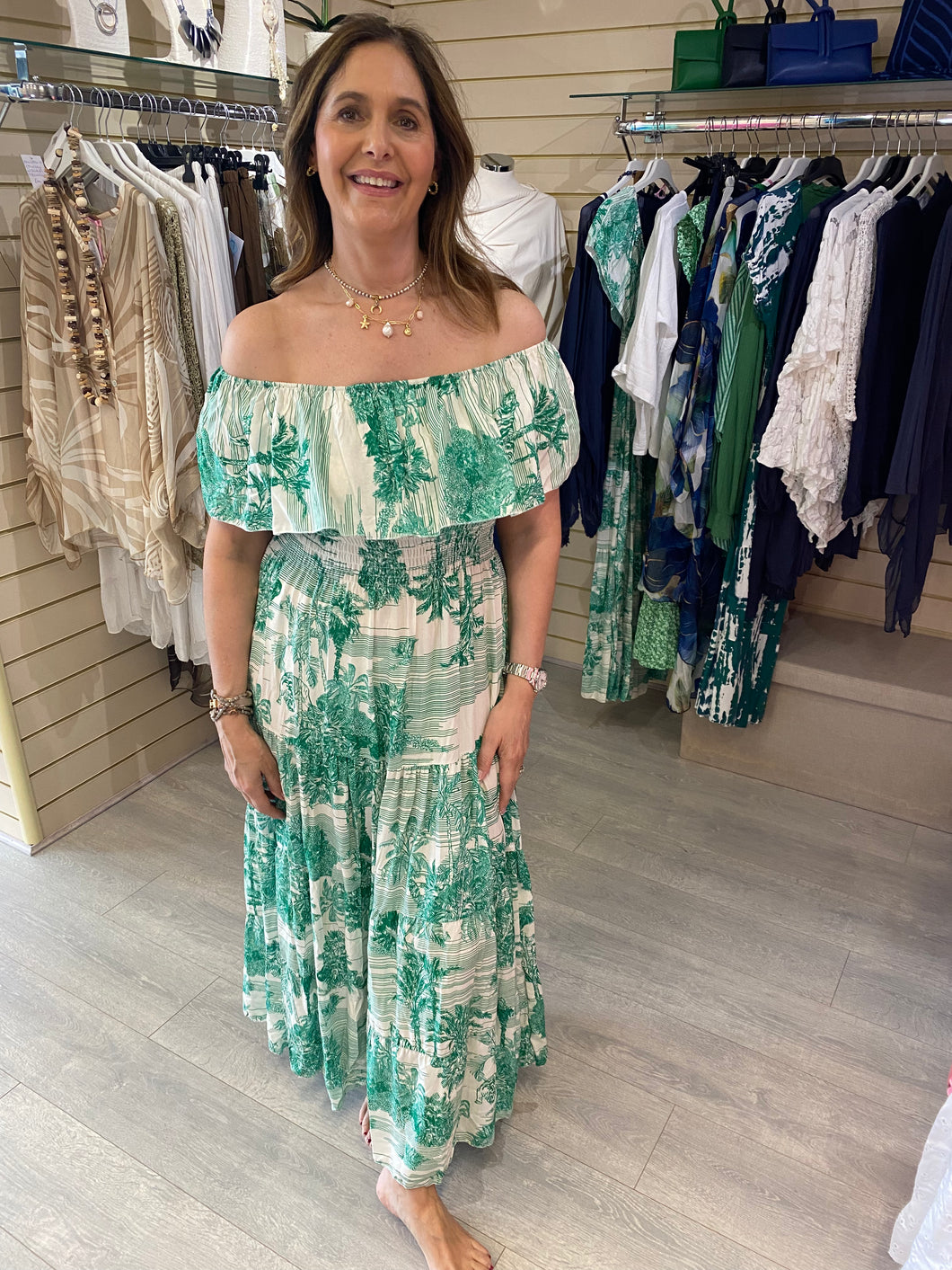 Garden Bardot Maxi Dress
