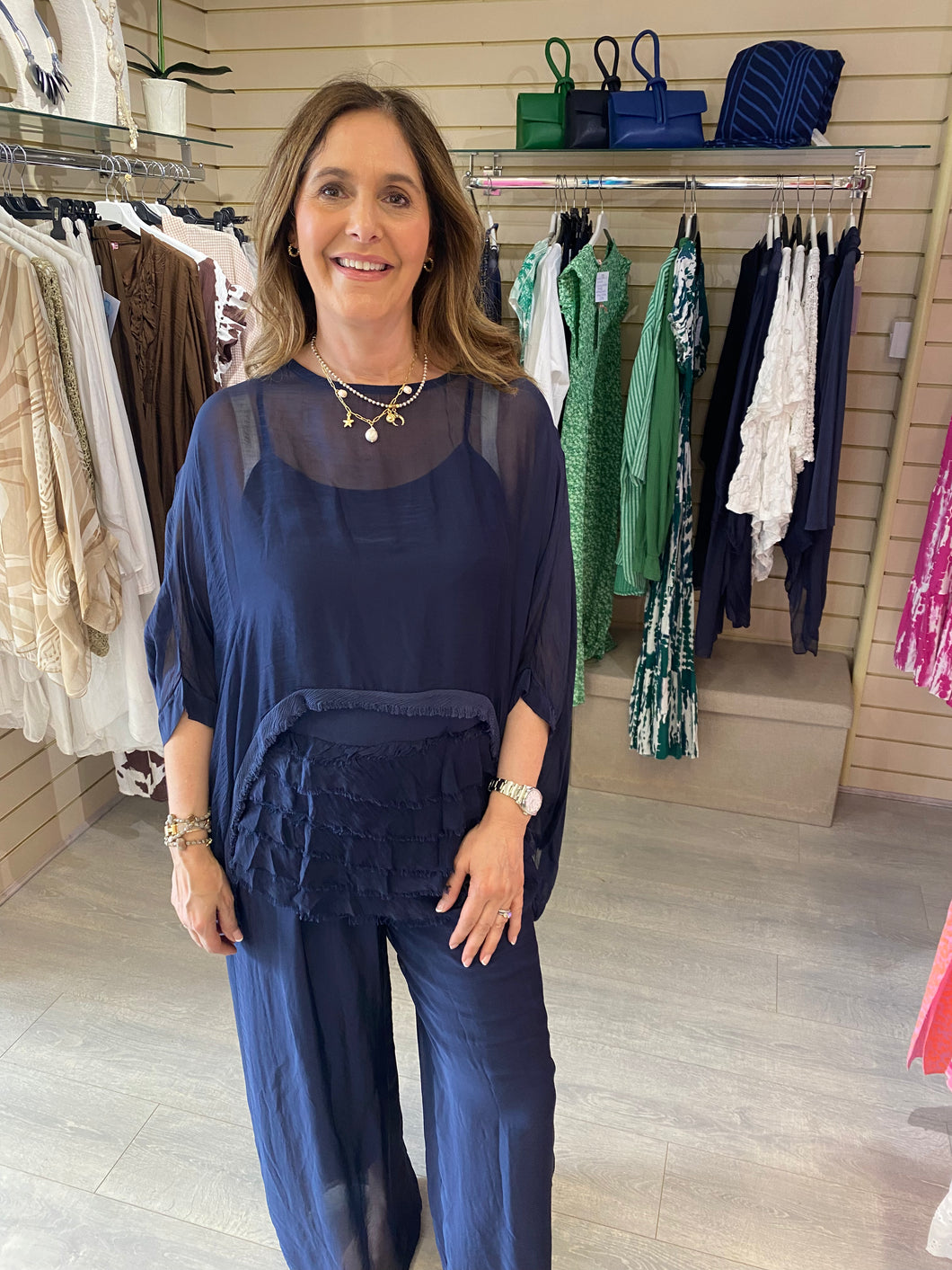 Ruffle top Navy