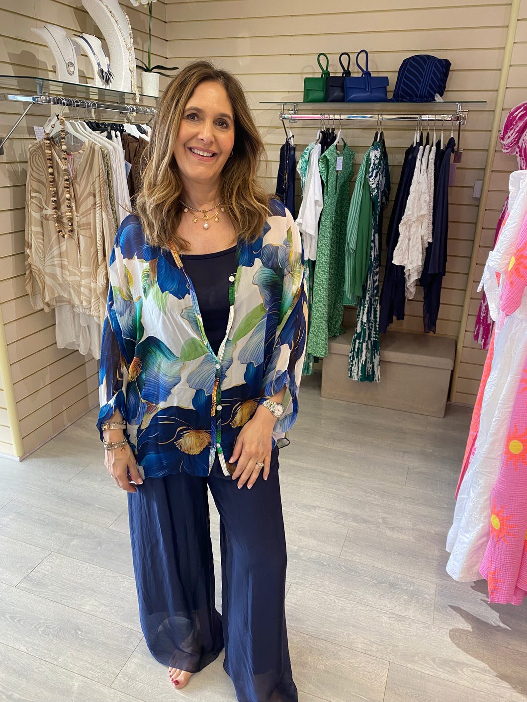 Hibiscus 2 piece top Navy