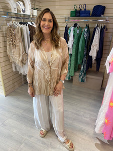 2 piece top  - camel stripe