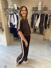 Load image into Gallery viewer, Sporty Stripe T Shirt Top-Chocolate
