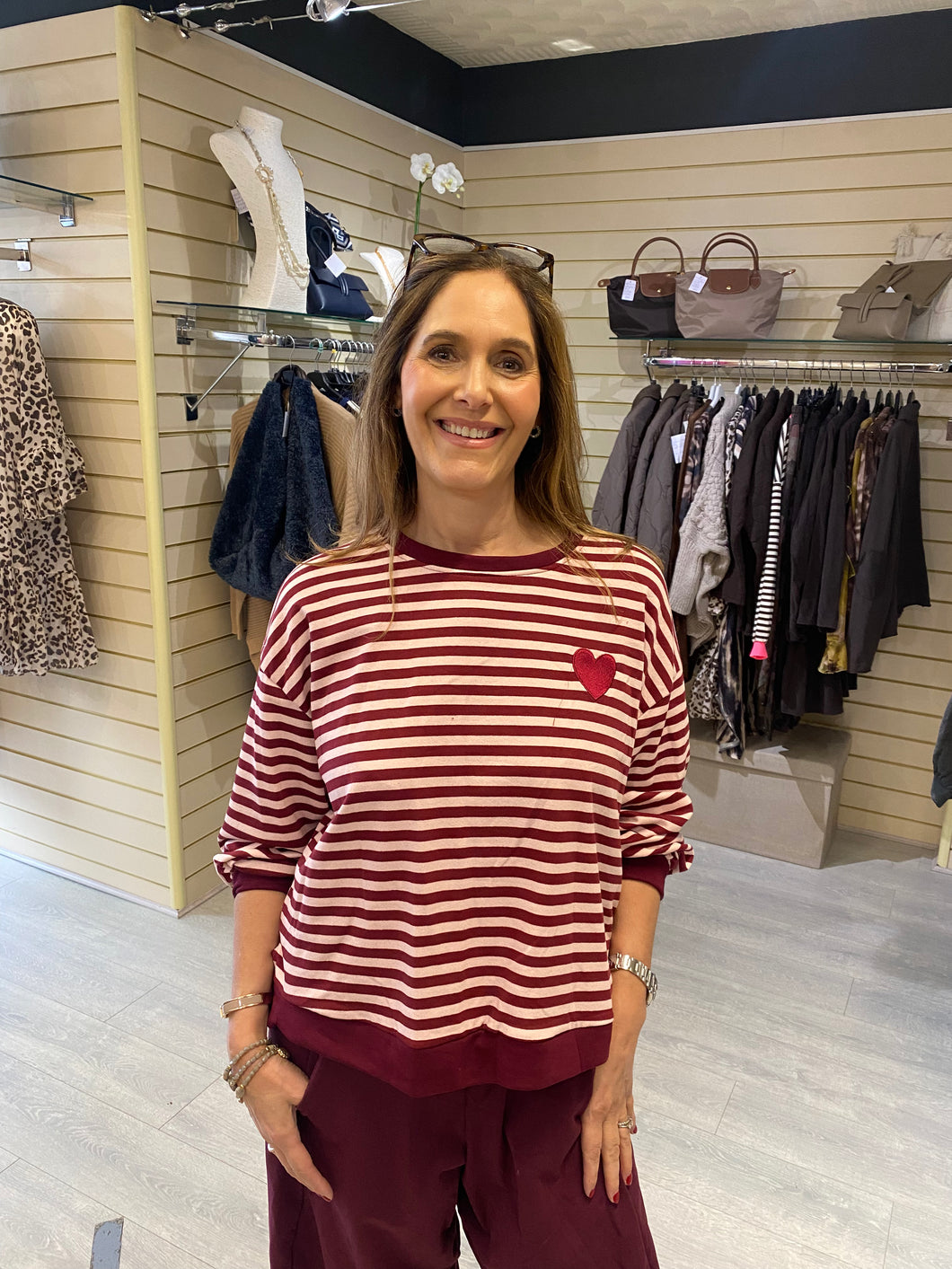 Heart stripe sweatshirt