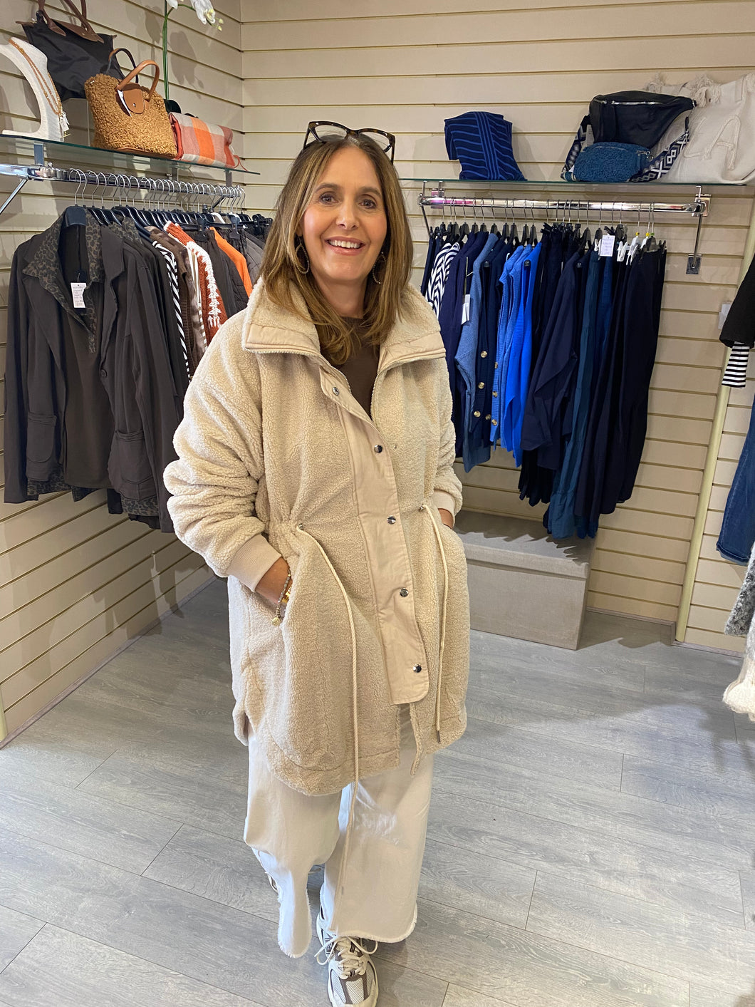 Borg Drawstring Waist Parka