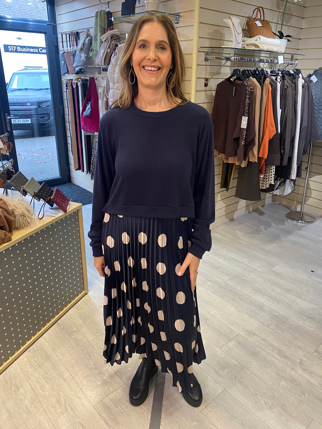 Donna Spotty Dress - Navy